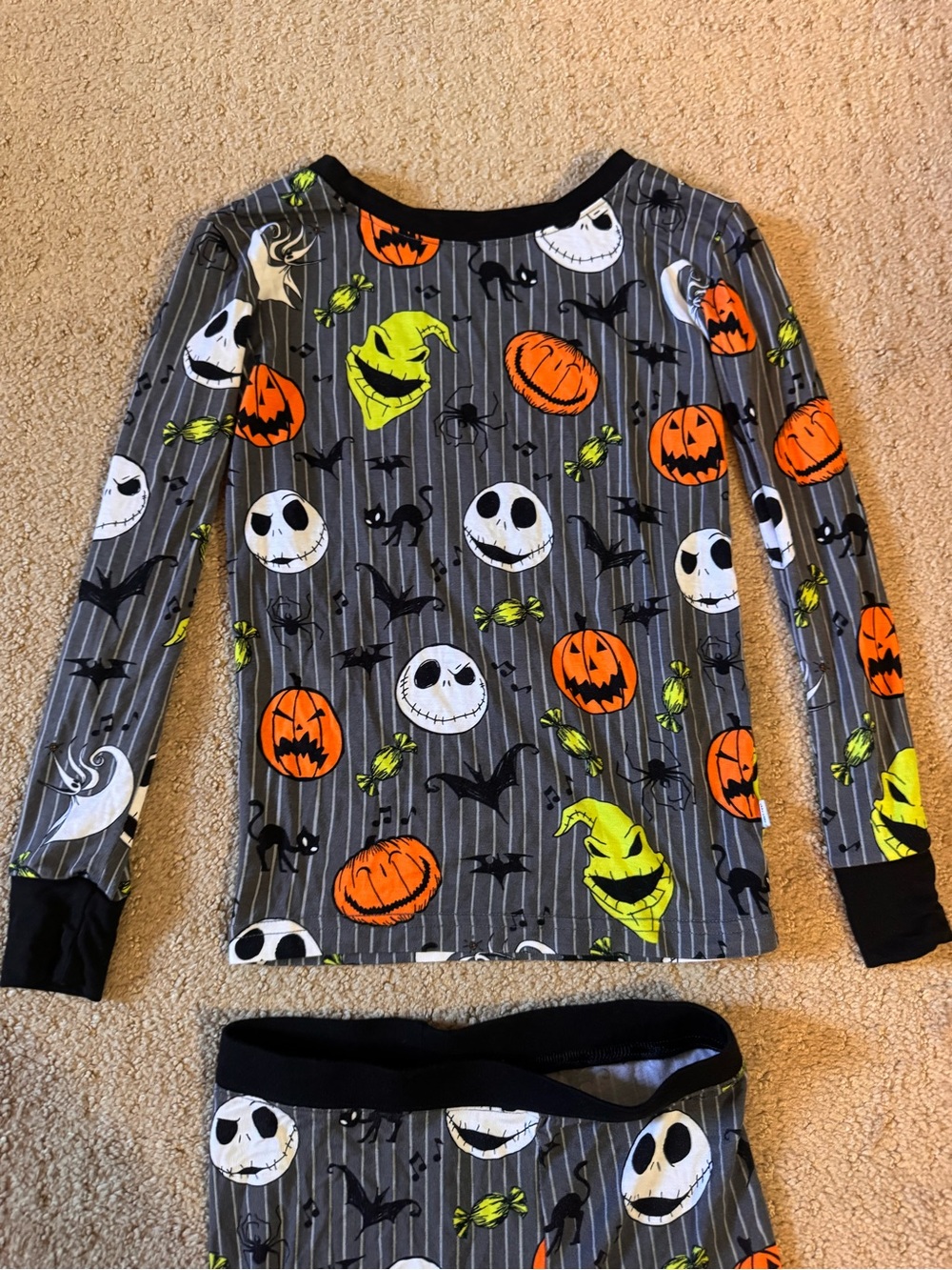 Little Sleepies Jack Skellington Long Sleeve Top - Gray with Orange & Lime